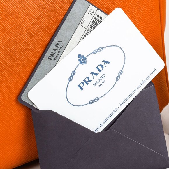 Prada Orange Papaya Saffiano Lux Tote Bag BN1844 - Picture 15 of 15